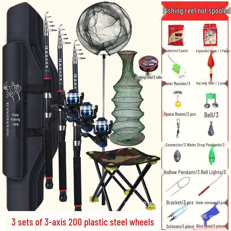 Complete Sea Fishing Rod Set - Long Cast Casting Rod with Fishing Gear & Tackle