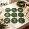Kitchen Dining Table Accessories 9Pcs Christmas Wooden Coasters Set, Heat Resistant Cup Mats, Waterproof Pads for Round Protection Mats Home