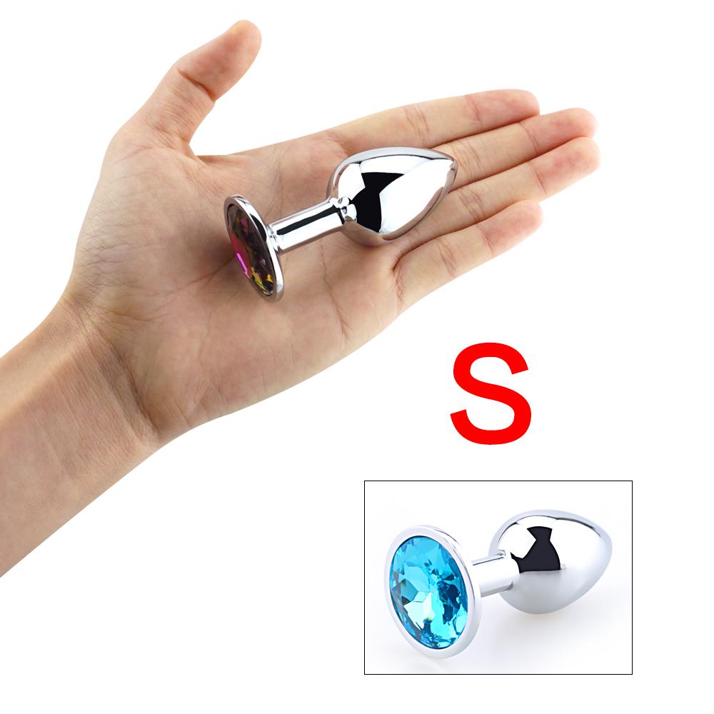 1pcs Smooth Metal Anal Plug, Buttplug, Stainless Steel+Crystal Jewelry Anal Sex Toys for Women Men