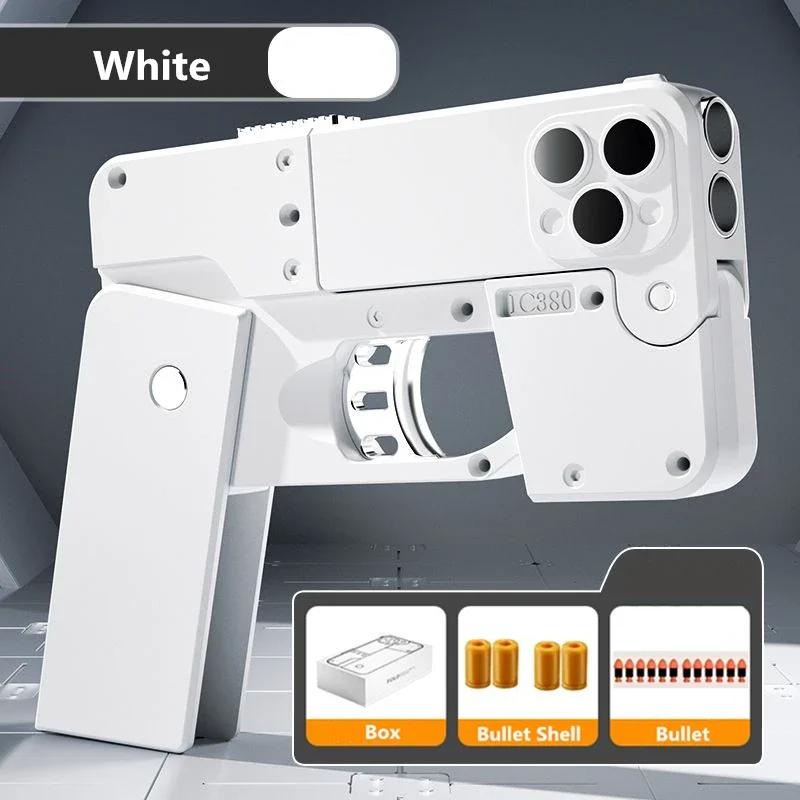 Folding Phone Shape Pistol Gun Toy Soft Bullet Shell Eject Joke Fun 12 Pro Mox Birthday Prank Gifts for Boys