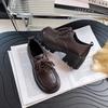 High-end Small Leather Shoes for Women's 2025 New Autumn Fashion Versatile Thick-soled Heightening Single Shoes Lace-up Loafers Tide