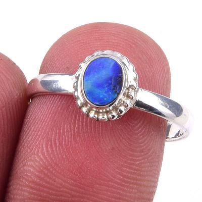 Natural Australian Opal Gemstone 925 Solid Sterling Silver Jewelry Ring S.8 e4M83