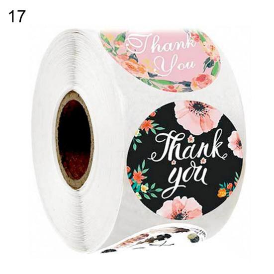 500Pcs Floral Pattern Thank You Stickers Roll Gift Wraps Wedding Card Decals