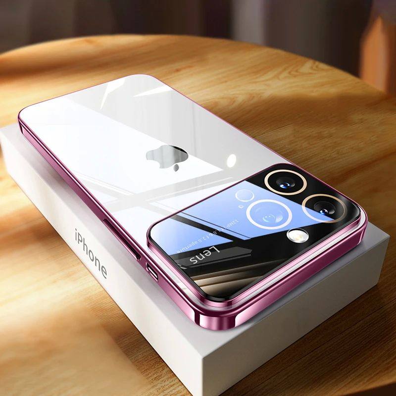 Plating Clear Hard PC Glass Lens Camera Protection Case For For Iphone 17 Pro Max 16 1 13 11 12 14 Transparent Bumper Cover