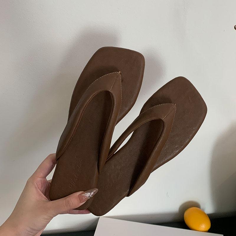 Fashion Summer Beach Flip flops Women Flats Slides Slippers Shoes Female Footwear Fashion Square Toe Ladies Flats Slippers Sandals Shoes