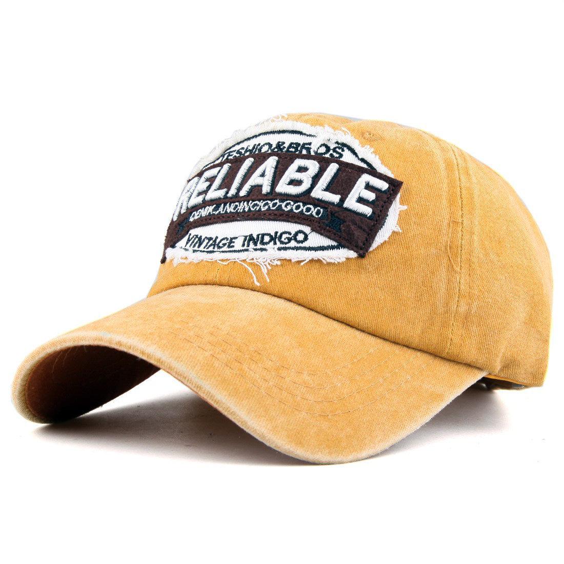 

Мужская бейсболка из вышитого стираного хлопка с прострочкой, корейский стиль жёлтый