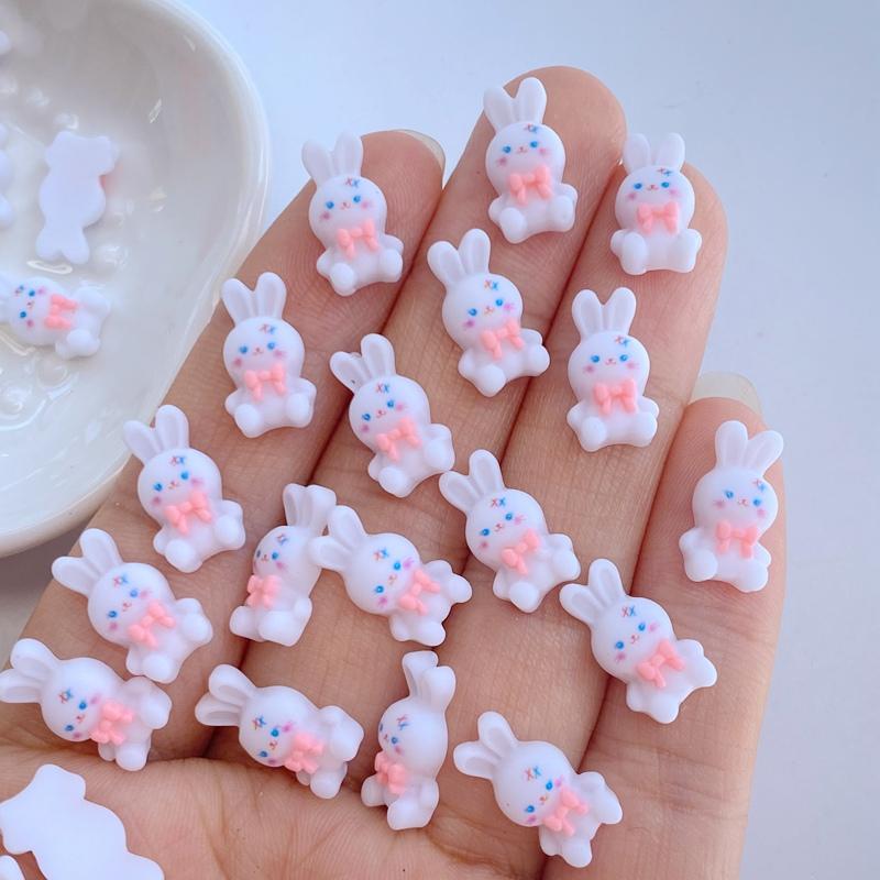 30Pcs New Cute Mini 8*14mm Cartoon Rabbit Series Flat Back Resin Scrapbooking DIY Jewelry Craft Decoration Accessories