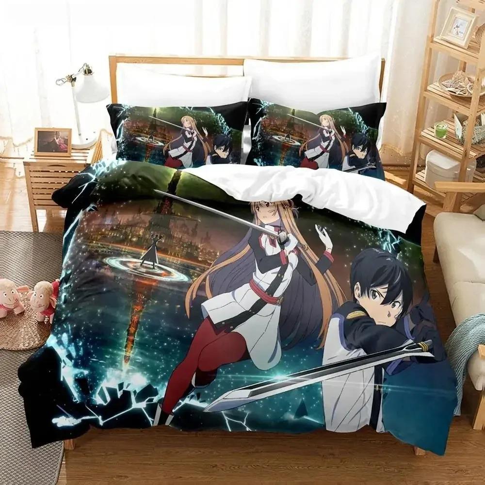 3D Print Sword Art Online Bedding Set Polyester Quilt Cover Pillowcases Queen King for Kids Gift Duvet Cover Sets