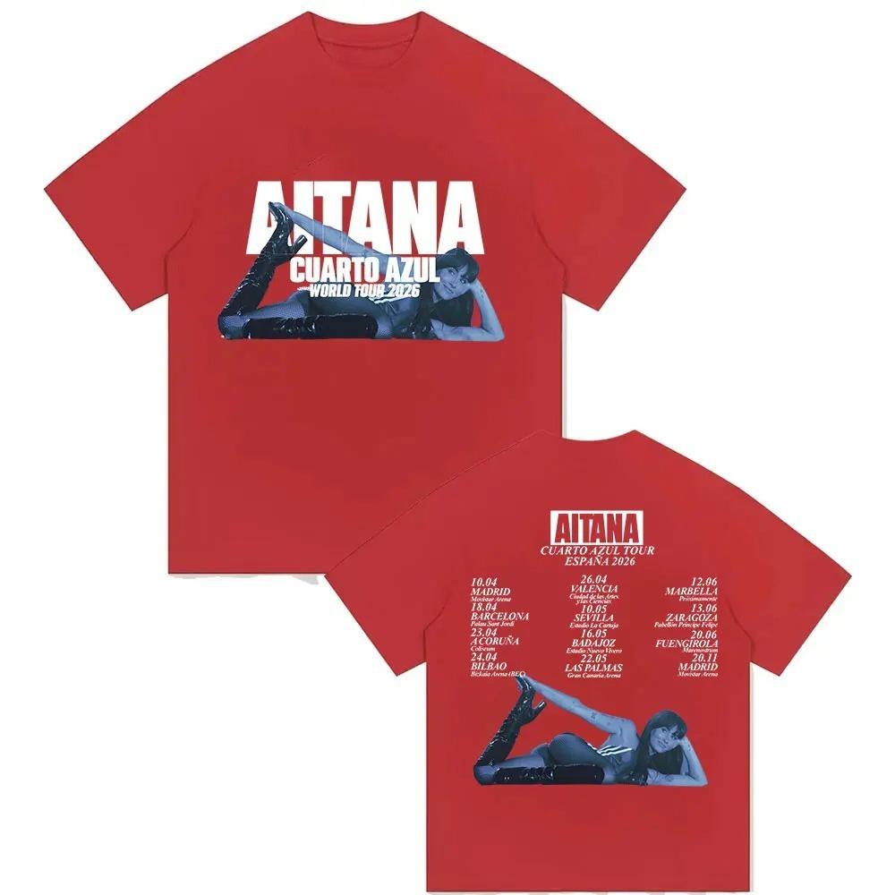 Camiseta con Estampado Aitana Cuarto Azul World Tour 2026 para Unisex y Mujeres Hiphop Retro Verano Invierno Estampado Camiseta de Algodón Puro