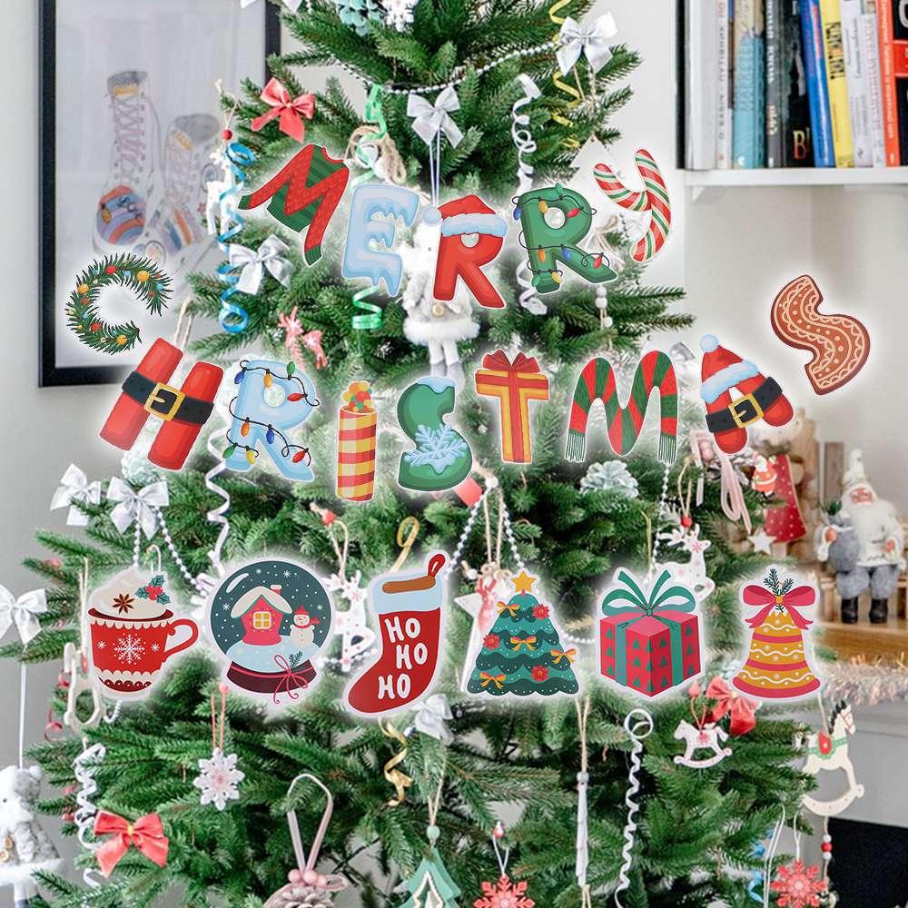 Cartoon Christmas Pull Flag Letter Merry Christmas Flag Multifunctional Christmas Banners  Bar