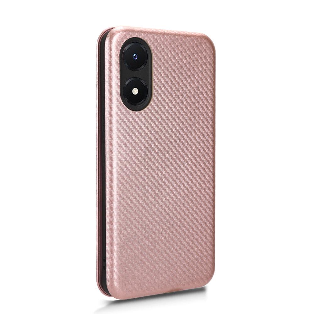 VIVO Y02S Carbon Fiber Multi-Card Euro-Asia Leather Flip Phone Case
