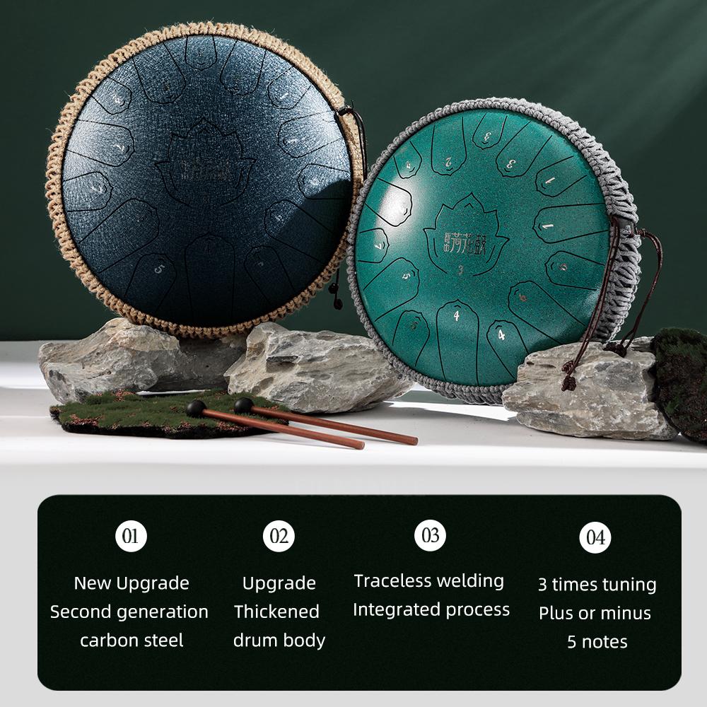 Musical Drum Steel Tongue Drum 13 14 Inch 15 Note C Hollow Drum Percussion Instrument