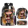Classic Popular Funny Novelty Gacha 3D Printed 3pcs/Set Pupil School Bags Laptop Daypack Backpack Lunch Bag Pencil Case