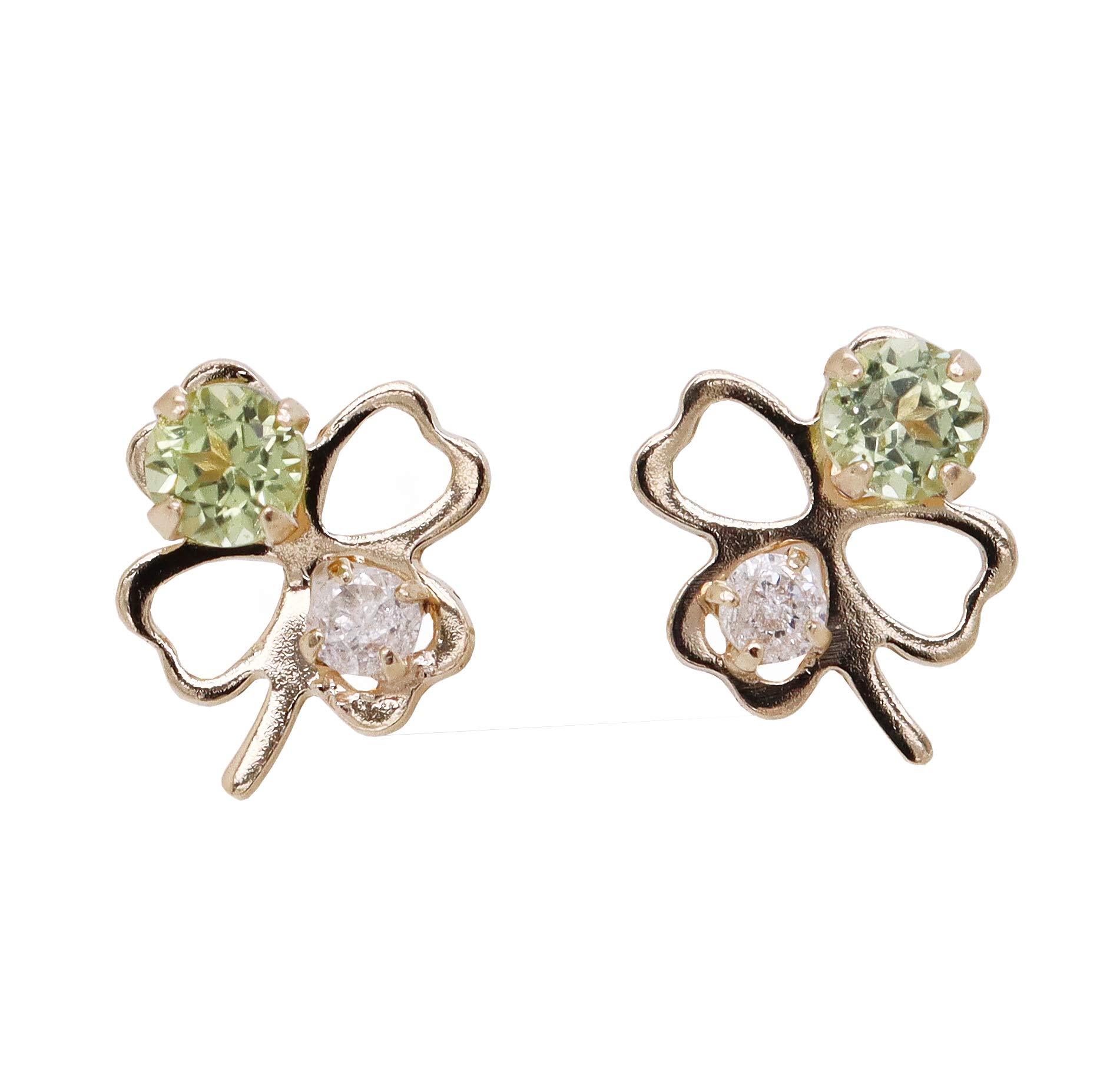 

KASHIMA Clover Earrings 10K Gold [KASHIMA] K10/WG 0.02ct Diamond/Peridot зелений