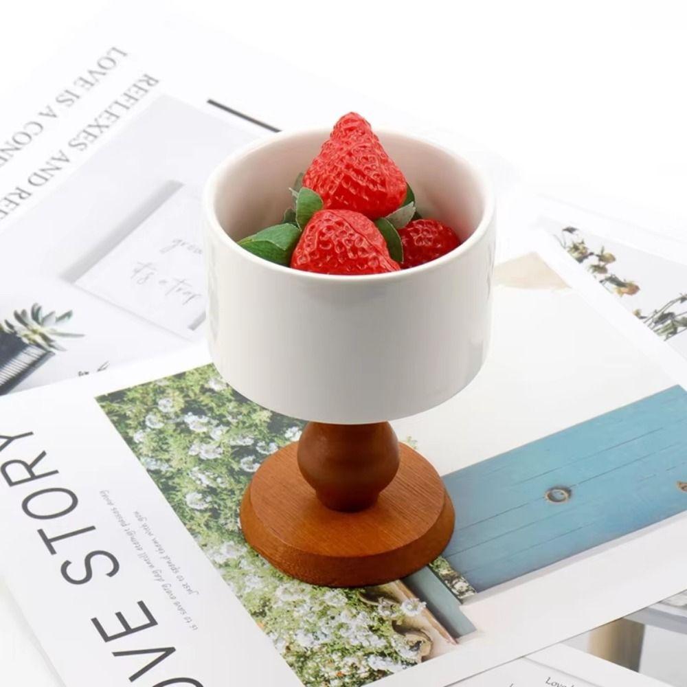 2 Peças Delicadas Tigelas de Sobremesa de Madeira Criativo Suporte Alto para Velas Móveis para Casa