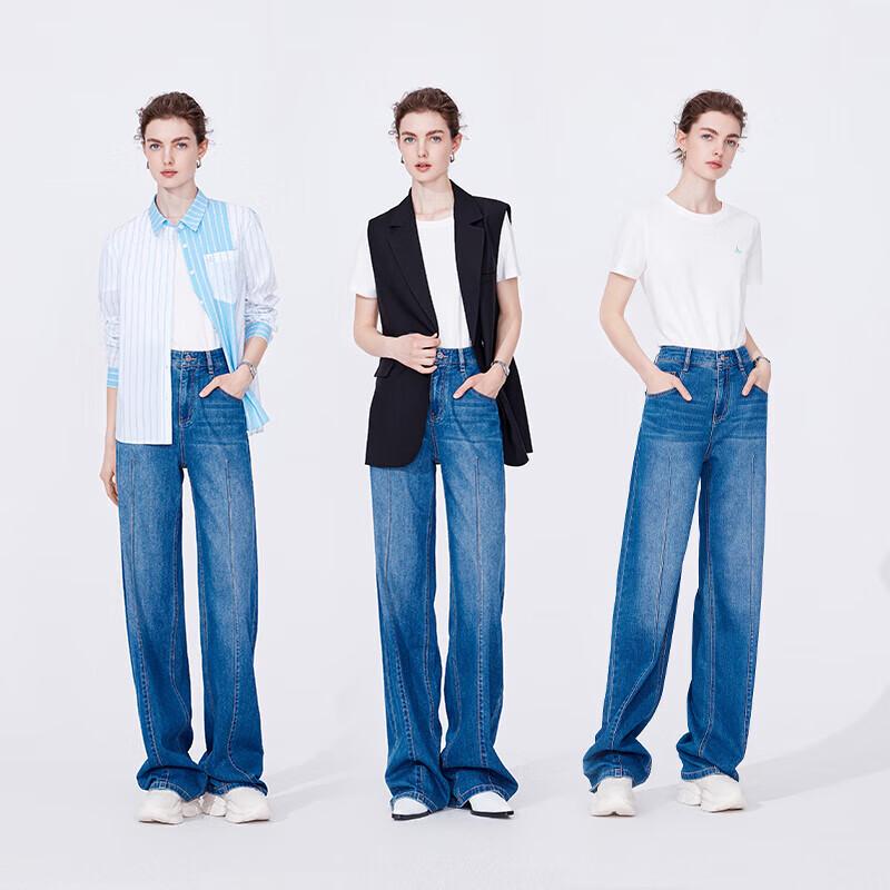 Navigare Women's Lightweight Washed Straight Jeans