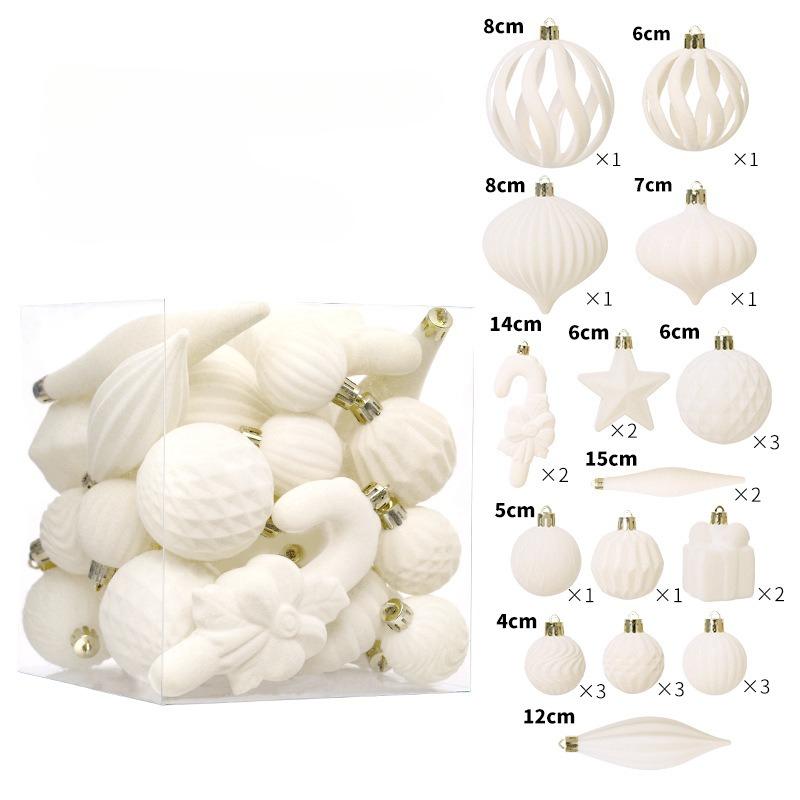 

Набор бархатных рождественских шаров разных размеров 28 шт., Звездный скипетр, Круглый рождественский шар, Санта, Елка, DIY украшения, Новогодние рождественские подарки 2025 4-8cm белый