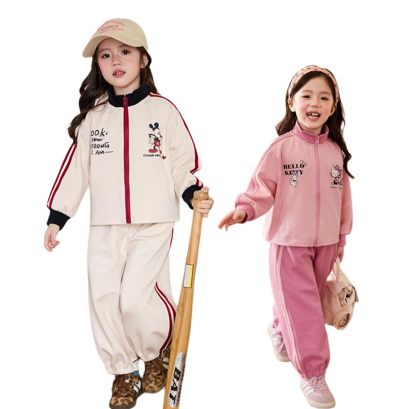 LUSON Girls' Retro Sweatshirt & Sport Pants Set