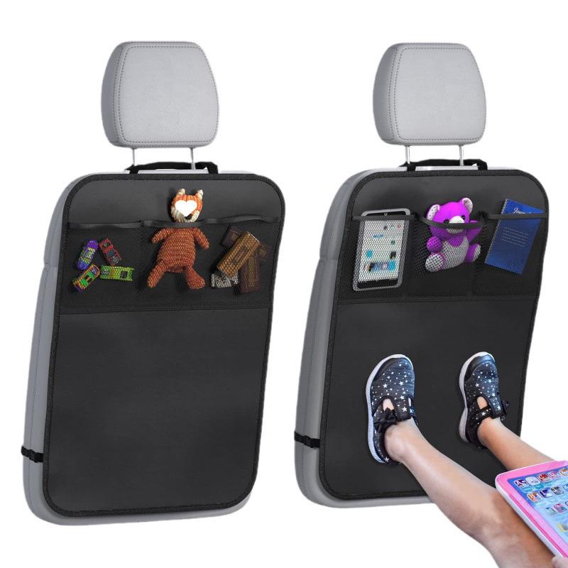 Seat Back Cover for Kids with 3 Pocket Dirt-resistant Backseat Protector Anti-kick Protective Pad Seat Back Storage Bag