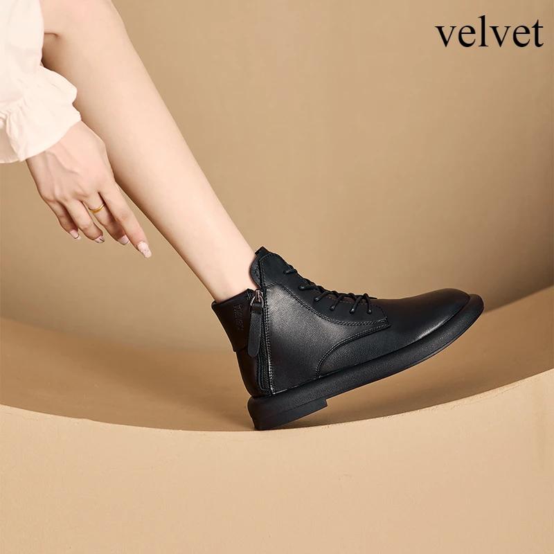 Fashion Flat Bottomed Boots for Women Autumn and Winter Washed Retro Casual Women Boots with Double-sided Zippers Womens Flats Shoes