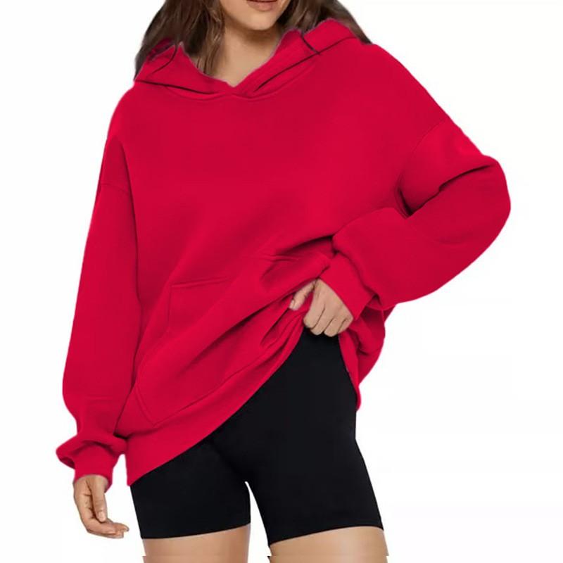 Oversized Hooded Sweatshirt Women Loose Fit Long Sleeve Casual Style Plus Size S-5XL