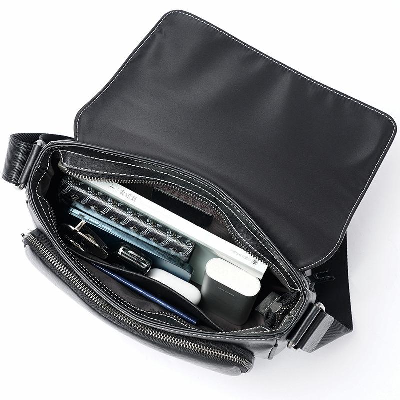 Genuine Leather Crossbody Bag Men's Cross Flap Large Capacity Shoulder Bun Top Layer Cowhide Fashion Car Sewing Men's Bag
