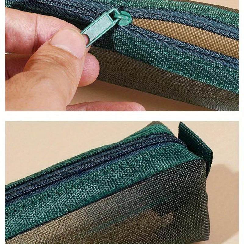 1pc Mesh Pencil Case Storage Bag For Exams Portable Pencil Case Multi-Functional Square Stationery Pencil Pouch School Supplies