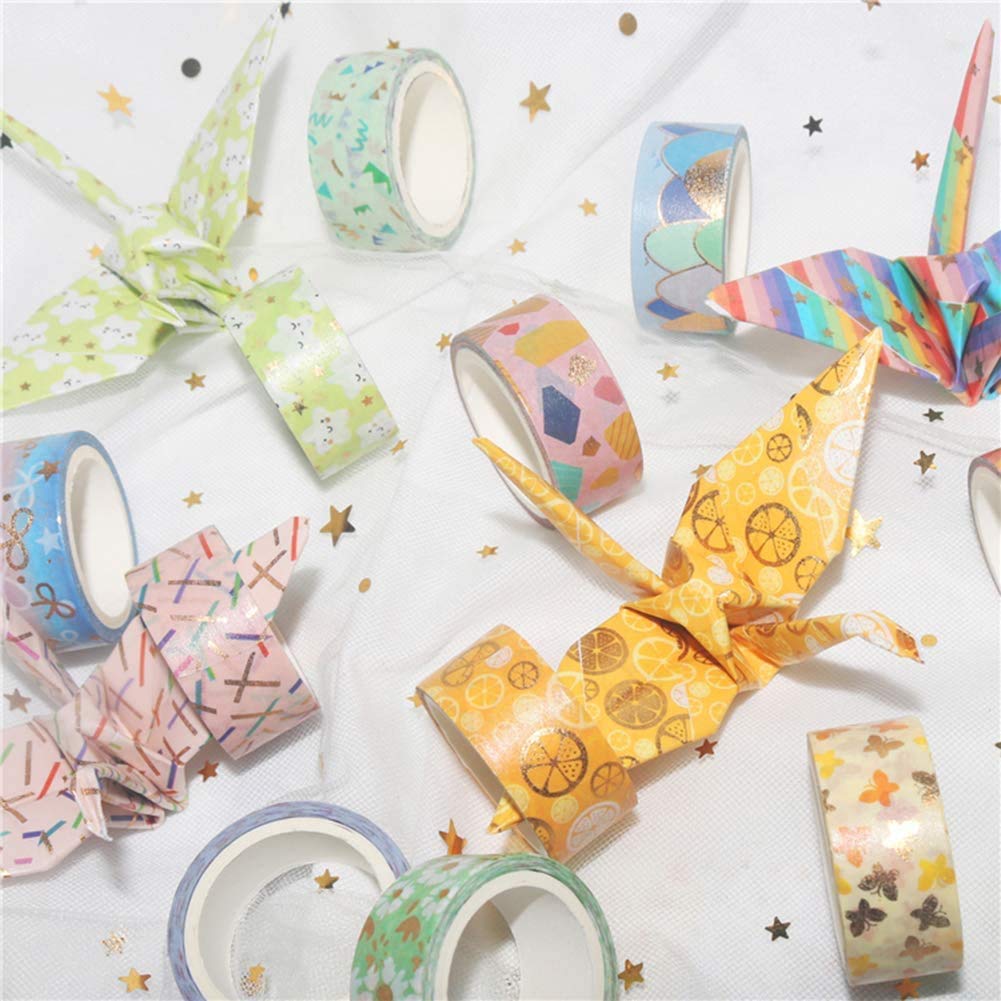 YUBBAEX Cute Spring Scent Masking Gold Foil 15mm 12 Perfect for Gift DIY and Notebook Decorations 12 Tape, Stamp, Wide, Rolls, Thin, Wrapping, Crafts,