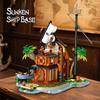 1035Pcs Pirate Building Blocks Series: Shipwreck Base Diy Assembly Toy, Creative Home Decor, Kids Birthday Toy Gift