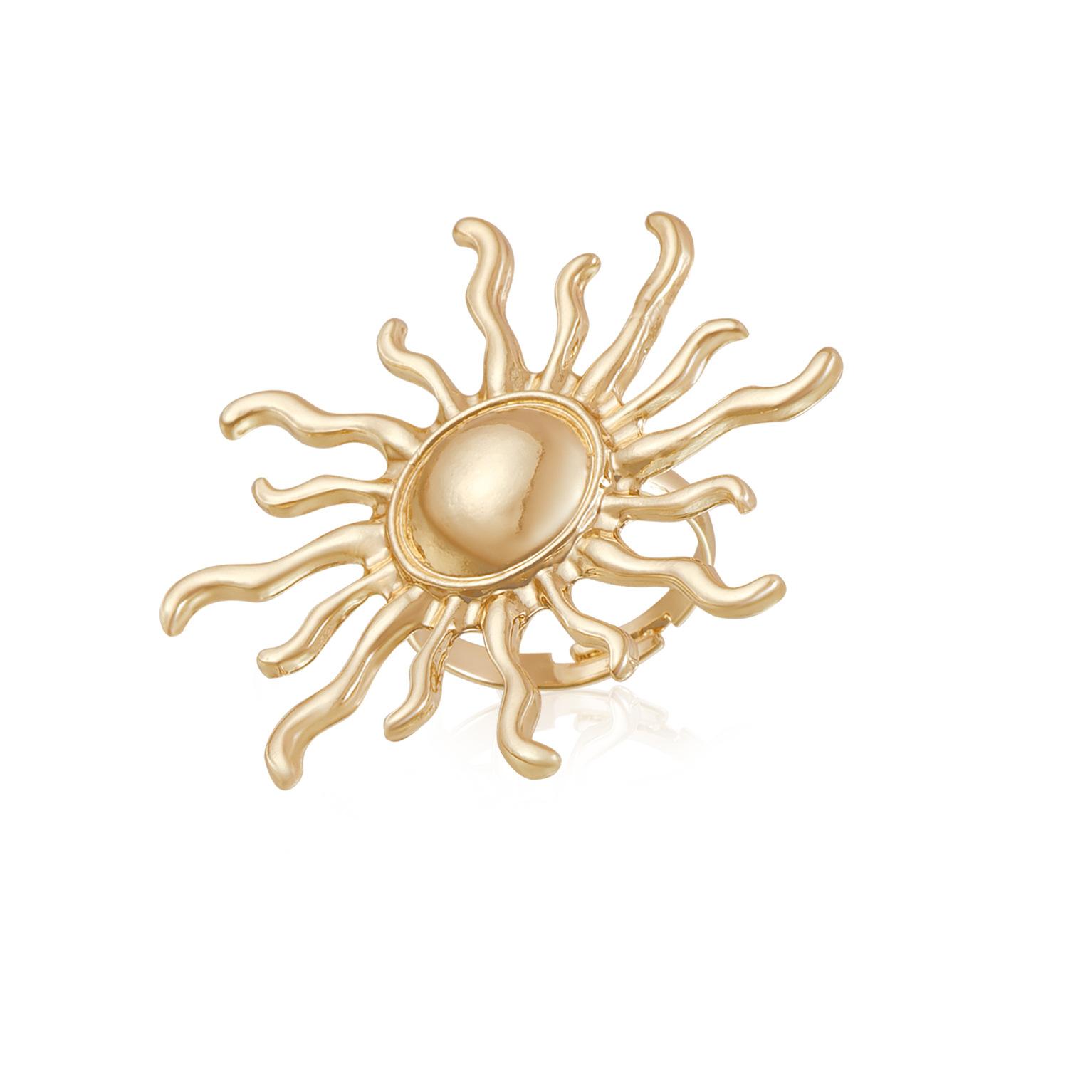 

European and American jewelry Bohemian sunflower retro style design Ring ring live adjustable jewelry women