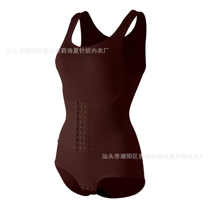 Sleeveless Front Buckle Full Body Tummy Control Waist Cincher Postpartum Slim Shapewear Bodysuit