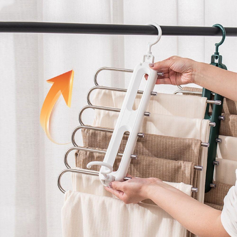Rotatable Clothes Rack Organizer Multi Layer Wardrobe Organizer Adjustable Trouser Hangers Travel