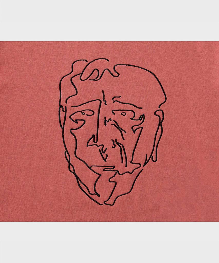 FFEFF STUDIO Face Drawing Embroidery Short Sleeve T-Shirt (Brick)