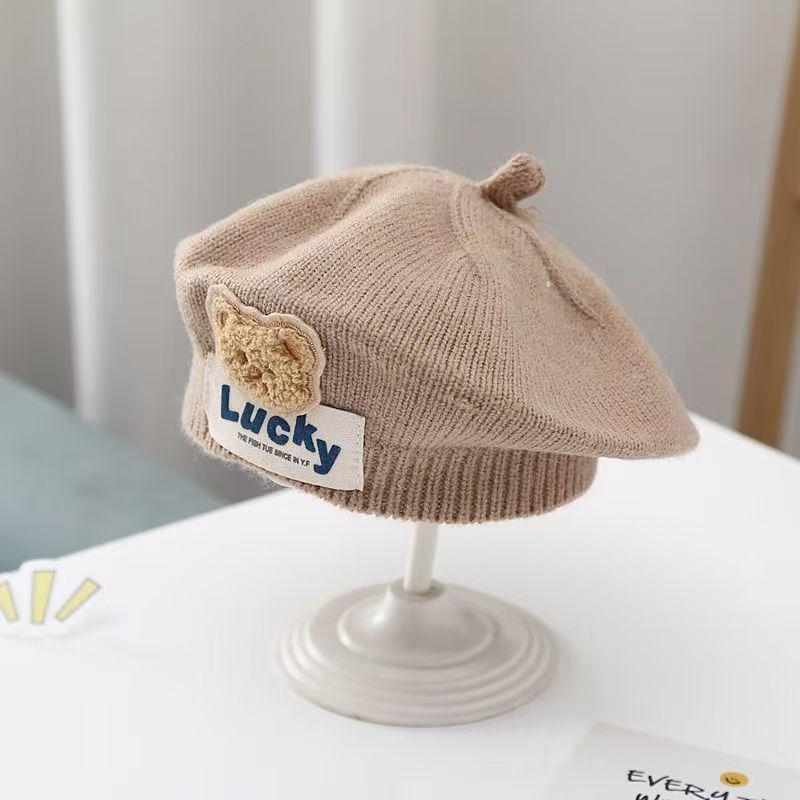 

Licky Beret Baby Knitted Hat: Soft, Cute, and Fashionable Bear Design for Autumn and Winter. 3 Months - 3 Years хакі