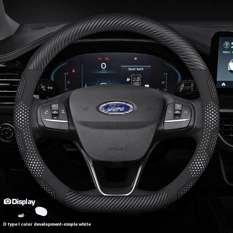Carbon Fiber Suede Steering Wheel Cover for Ford Focus F150 Mondeo Fiesta Kuga Edge Ecosport Explorer Escape Fusion Car Accessor