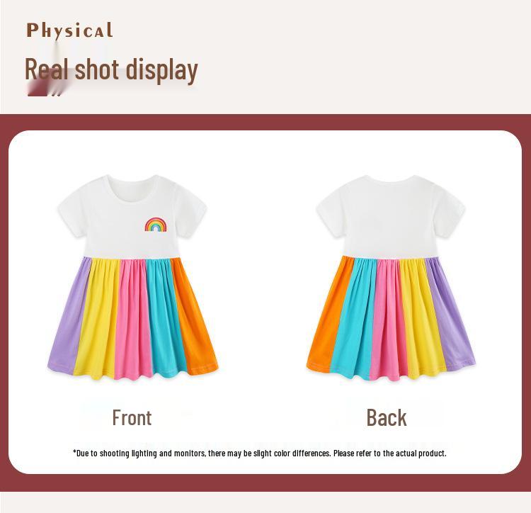 European-Style Rainbow Print Toddler Princess Summer Dresses