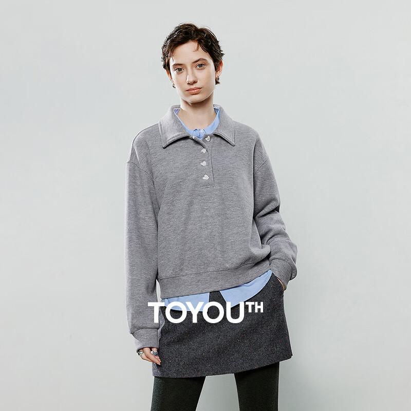 

Женский свитшот поло свободного кроя с пуговицами в виде сердечек Chuyu S