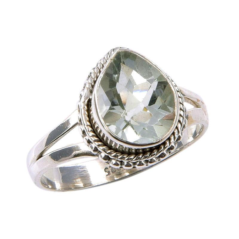 Natural Green Amethyst Gemstone 925 Solid Sterling Silver Gift Ring S.7.5 b2i11