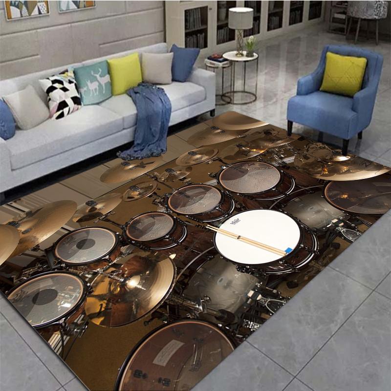 3D Drum Instrument Carpet, Living Room,bedroom, Sofa, Door Mat, Decorative Carpet, Drum Sound Insulation and Anti Slip Floor Mat