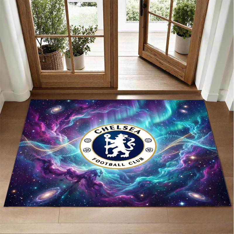 Chelsea FC Design Crystal Velvet Rug Soft Decorative Mat for Bedroom Entrance