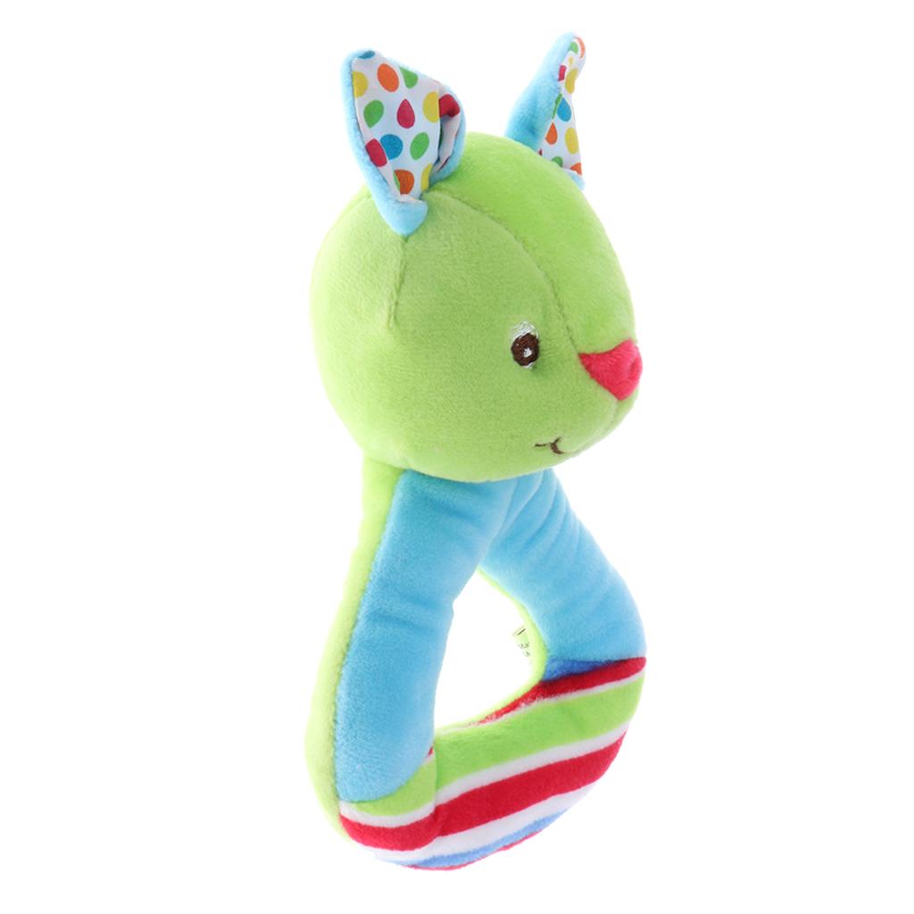Cute Baby Plush Stuffed Animal Soft Ring Rattle Developmental Toys Blue uygun fiyatlı satın alın