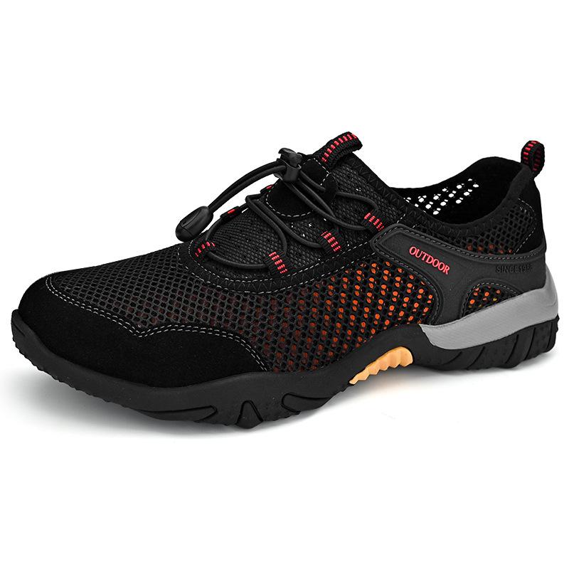 

Летняя обувь Tide, дышащая обувь для ходьбы по бездорожью, нескользящая мягкая подошва, походная обувь для мужчин, спортивная повседневная обувь 46 чёрный