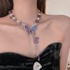 Retro Irregular Beaded Necklace With Butterfly Charm Jewelry Suitable For Daily Outfits