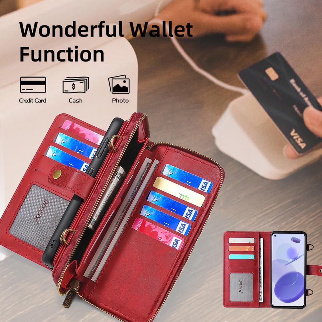 MEGSHI 020 Series for Xiaomi Mi 11 Lite 4G/5G/11 Lite 5G NE Detachable 2-in-1 Wallet PU Leather+PC+TPU Phone Case Stand Cover