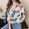 2025 Spring Blouses Shirts Long Sleeve Turn Down Collar Office Lady Print Chiffon Blouse Shirt Women Tops J763