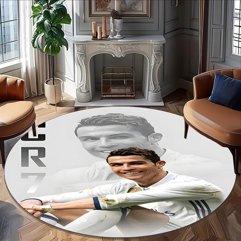 1pc Number 7 Soccer17 Carpet, Round Rug, Comfortable, Suitable for Entryways, Living Rooms, Office, And Bedrooms, Christmas Decoration