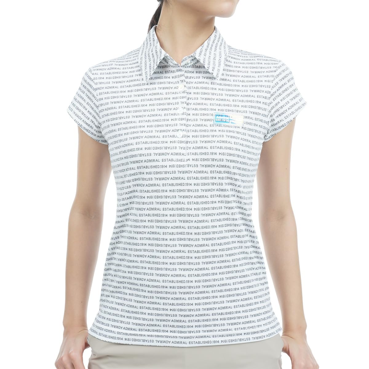 

Женская футболка-поло с коротким рукавом Admiral Golf ADLA322 с черным логотипом и окантовкой