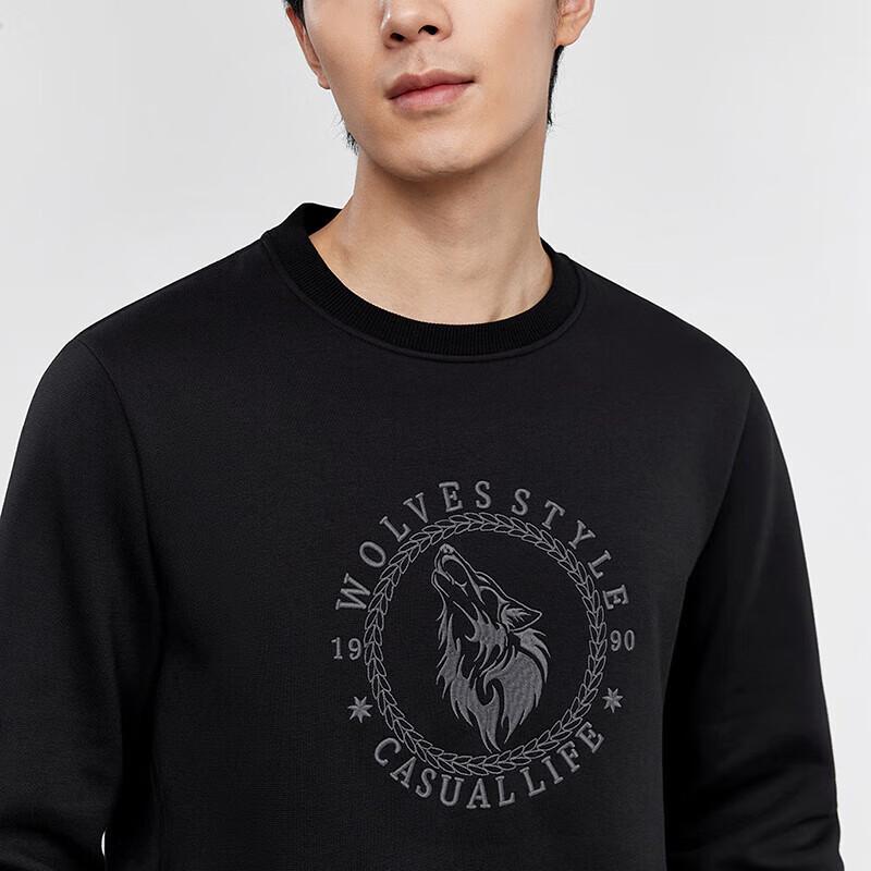 Seven Wolves Men's Fleece-Lined Embroidered Wolf Head Sweatshirt