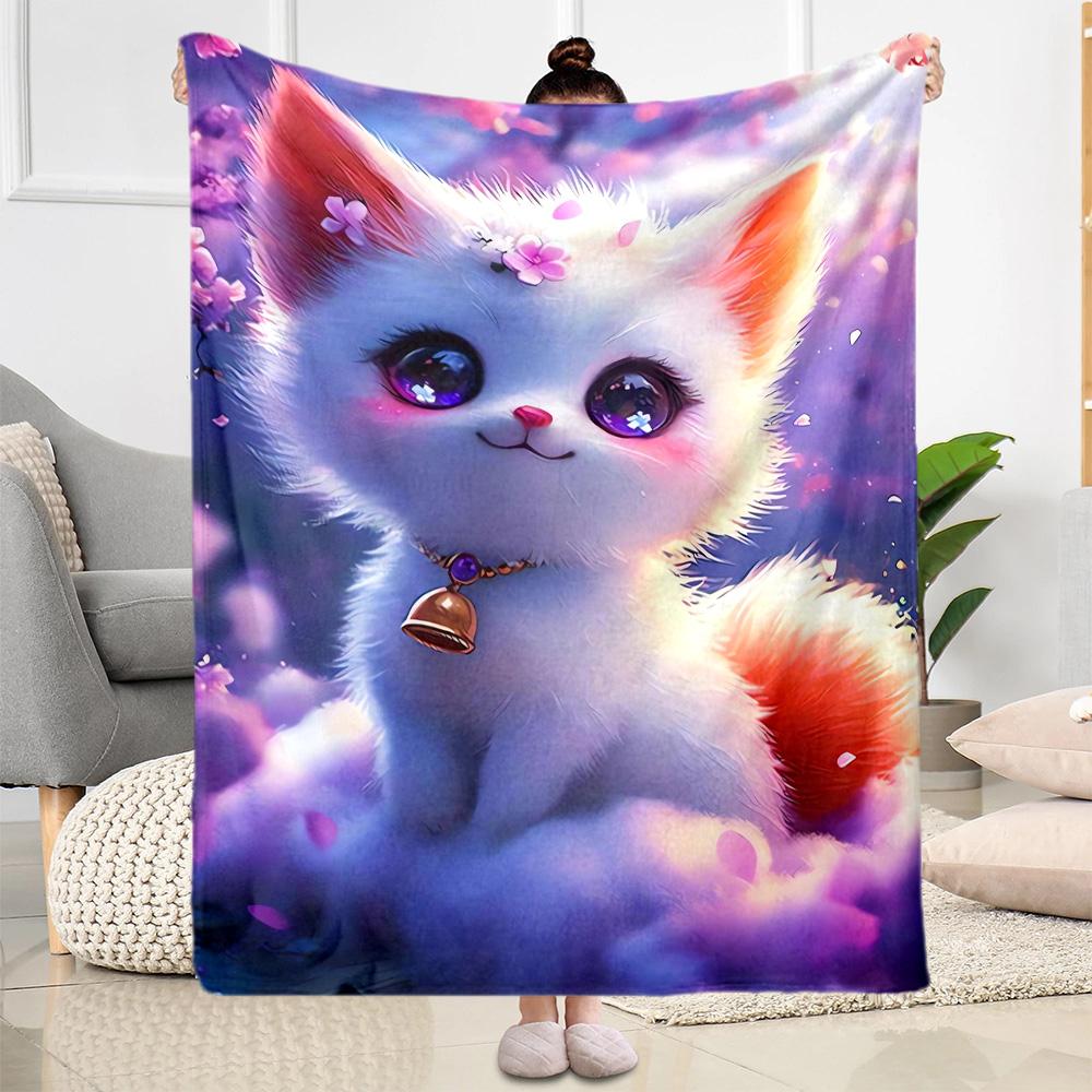 1pc Cute Elephant On Moon Blanket Soft Comfortable Lightweight Perfect for Travel Camping Picnics Sofa Office Bed Living Room Ideal Gift for Friends