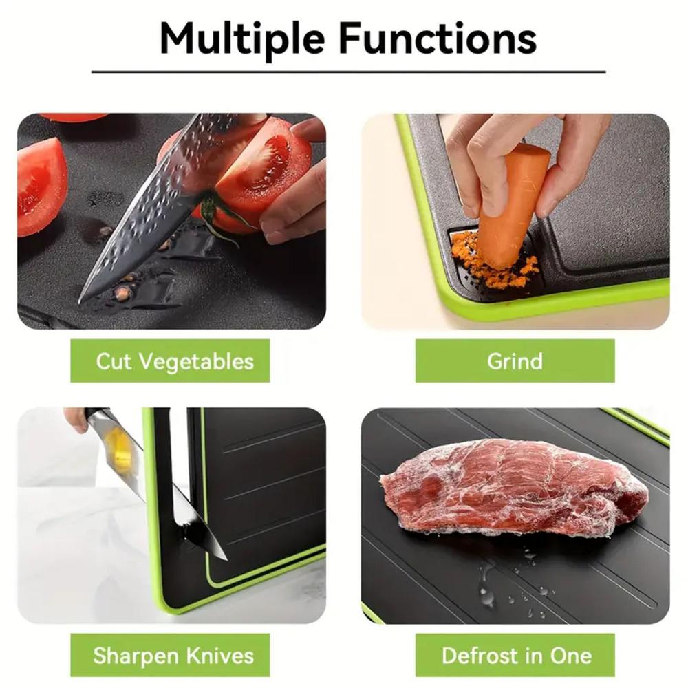 Multifunctional Cutting Board With Knife Sharpener Garlic Grater Double-Sided Non-Slip Chopping Board Defrosting Plate Alloy Aluminum Kitchen